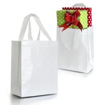 Sacolas de presente reutilizáveis Nush Nush White, conjunto de 12, tamanho médio