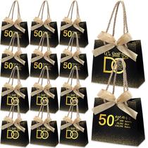 Sacolas de presente Spakon 50th Anniversary Party Favors, 25 peças em preto/dourado Sacolas de presente Spakon 50th Anniversary Party Favors, 25 peças em preto/dourado