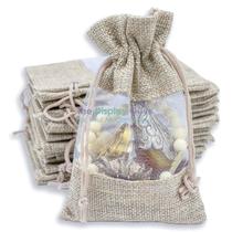 Sacolas de presente The Display Guys, linho, serapilheira e organza, 5x7 cm, pacote com 12