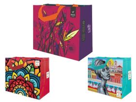 Sacolas de Ráfia Ecobag 1 Grande e 2 Médias Sortido B4U