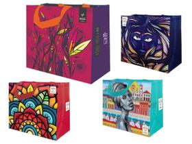 Sacolas de Ráfia Ecobag 1 Grande e 3 Médias Sortido B4U