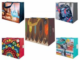 Sacolas de Ráfia Ecobag 1 Grande e 4 Médias Sortido B4U