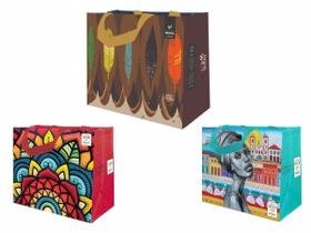 Sacolas Ecobag de Ráfia 1 Grande e 2 Médias Sortido B4U