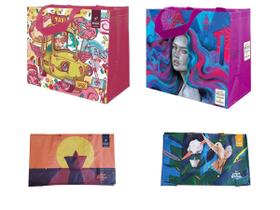 Sacolas Ráfia Reutilizáveis Média e Mini Sortido (2 de cada)