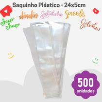 Sacos 5x24cm c/ 500 unid geladinho gourmet, sacolé, gelinho, chup chup, din din, farofas, temperos