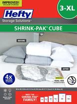 Sacos a Vácuo para Armazenamento Hefty Shrink-Pak 3 Cubos XL 3X Mais Espaço Sacos a Vácuo para Armazenamento Hefty Shrink-Pak 3 Cubos XL 3X Mais Espaço