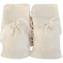 Sacos com cordão de algodão Tayfren 10x7,6 cm, naturais, 100 unidades
