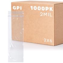 Sacos com zíper GPI 2x6 cm, 1000 unidades, 2 mil unidades, plástico transparente, que podem ser fechados novamente