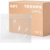Sacos com zíper GPI 4x3 cm, 2 mil, 1000 unidades, plástico transparente, que podem ser fechados novamente Sacos com zíper GPI 4x3 cm, 2 mil, 1000 unidades, plástico transparente, que podem ser fechados novamente