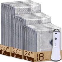 Sacos de armazenamento a vácuo Vacbird, pacote com 18 unidades com bomba recarregável Sacos de armazenamento a vácuo Vacbird, pacote com 18 unidades com bomba recarregável