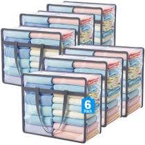 Sacos de armazenamento Budding Joy Clear Zippered 40L para roupas, pacote com 6 Sacos de armazenamento Budding Joy Clear Zippered 40L para roupas, pacote com 6