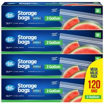 Sacos de armazenamento CLEARWARE de 2 galões com zíper duplo e 120 unidades