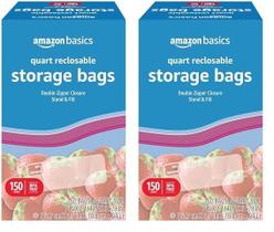 Sacos de armazenamento de alimentos Amazon Basics Quart 150 unidades (x2) Sacos de armazenamento de alimentos Amazon Basics Quart 150 unidades (x2)