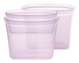 Sacos de armazenamento de alimentos com zíper, conjunto de 3 bolsas, silicone, lavanda