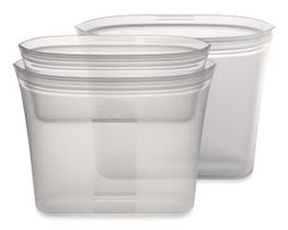 Sacos de armazenamento de alimentos com zíper Top, conjunto de 3 bolsas, cinza silicone