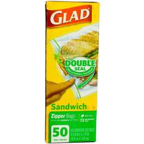 Sacos de armazenamento de alimentos Glad Zipper Sandwich, 50 sacos x 3 pacotes Sacos de armazenamento de alimentos Glad Zipper Sandwich, 50 sacos x 3 pacotes