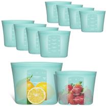 Sacos de armazenamento de alimentos reutilizáveis Annaklin 100% silicone, pacote com 8 Sacos de armazenamento de alimentos reutilizáveis Annaklin 100% silicone, pacote com 8