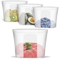 Sacos de armazenamento de alimentos, silicone reutilizável Annaklin, pacote de 1 L com 4