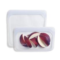 Sacos de armazenamento de alimentos Stasher Premium Silicone, pacote com 2 unidades transparentes