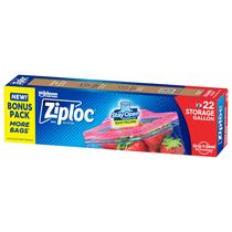 Sacos de armazenamento de alimentos Ziploc Gallon 22 unidades Stay Open Sacos de armazenamento de alimentos Ziploc Gallon 22 unidades Stay Open