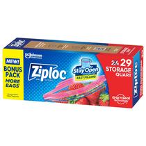 Sacos de armazenamento de alimentos Ziploc Quart 29 unidades, fáceis de preencher Sacos de armazenamento de alimentos Ziploc Quart 29 unidades, fáceis de preencher