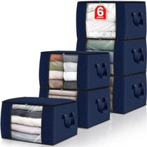 Sacos de armazenamento de roupas Fab Totes, pacote com 6 unidades, capacidade de 60 L, azuis