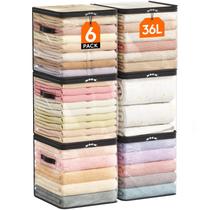 Sacos de armazenamento de roupas Lifewit, pacote com 6 caixas de cubos transparentes de 36 litros