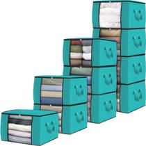 Sacos de armazenamento Fab Totes, pacote com 10 roupas, capacidade de 60 litros, verdes