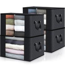 Sacos de armazenamento Fab Totes, pacote com 4 roupas, capacidade de 60 litros, pretas Sacos de armazenamento Fab Totes, pacote com 4 roupas, capacidade de 60 litros, pretas