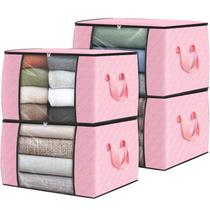 Sacos de armazenamento Fab Totes, pacote com 4 roupas, capacidade de 60 litros, rosa