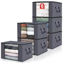 Sacos de armazenamento Fab Totes, pacote com 6 roupas, armazenamento de roupas, 60 litros, cinza Sacos de armazenamento Fab Totes, pacote com 6 roupas, armazenamento de roupas, 60 litros, cinza