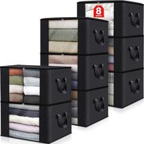 Sacos de armazenamento Fab Totes, pacote com 8 roupas, capacidade de 60 litros, pretas