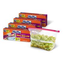 Sacos de armazenamento Hefty Slider Calendar, meio galão, 128 unidades