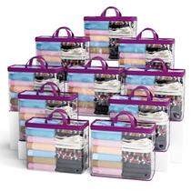 Sacos de armazenamento Hopack Clear Zippered 22L para roupas, pacote com 10