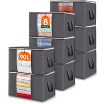 Sacos de armazenamento Lifewit 90L, pacote com 8 organizadores de armário com tampas, cinza Sacos de armazenamento Lifewit 90L, pacote com 8 organizadores de armário com tampas, cinza