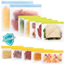 Sacos de Armazenamento Reutilizáveis SPLF de Silicone - 2 Galões + 5 para Sanduíche + 5 para Lanche