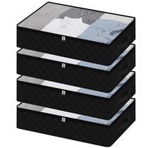 Sacos de armazenamento Underbed Fixwal Black, pacote com 4 unidades com janela transparente Sacos de armazenamento Underbed Fixwal Black, pacote com 4 unidades com janela transparente