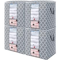 Sacos de armazenamento WISELIFE, pacote com 4, 100 L, para edredons, cinza claro