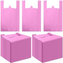 Sacos de camiseta de plástico Dunzoom 200 unidades com alças 30x12x50cm rosa