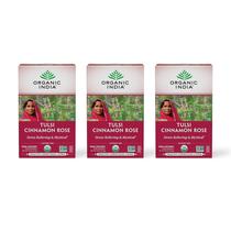 Sacos de chá Tea ORGANIC INDIA Tulsi Cinnamon Rose, 18 sacos x 3 pacotes