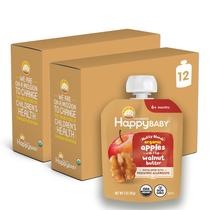 Sacos de comida para bebês Happy Baby, manteiga de maçã e nozes, 85 g, pacote com 12 Sacos de comida para bebês Happy Baby, manteiga de maçã e nozes, 85 g, pacote com 12