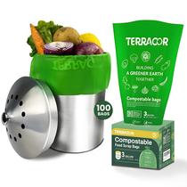 Sacos de compostagem TERRACOR 11.4L 100 sacos com certificação BPI ASTM D6400 Sacos de compostagem TERRACOR 11.4L 100 sacos com certificação BPI ASTM D6400