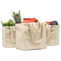 Sacos de compras de lona VeraMia, 3 peças com bolsos, alças de ombro Sacos de compras de lona VeraMia, 3 peças com bolsos, alças de ombro