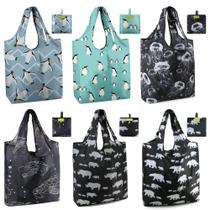 Sacos de compras reutilizáveis BeeGreen, dobráveis, resistentes à água, 6 unidades Sacos de compras reutilizáveis BeeGreen, dobráveis, resistentes à água, 6 unidades