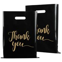 Sacos de compras Thank You Jutieuo Black 12x15in, pacote com 100 Sacos de compras Thank You Jutieuo Black 12x15in, pacote com 100