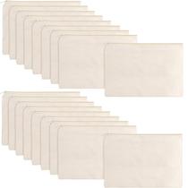 Sacos de cosméticos em branco de lona, bolsa de maquiagem com zíper, pacote com 16