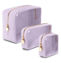 Sacos de cosméticos Embla Clear, conjunto de 3 cores lilás, impermeáveis