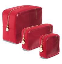 Sacos de cosméticos Embla, conjunto de 3 rubi transparentes, pequenos e grandes