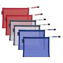 Sacos de cosméticos, pacote HRX, malha de nylon, zíper, 6 peças, tamanho A5