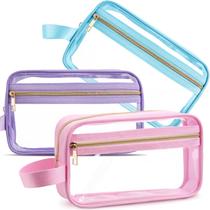 Sacos de cosméticos Pinkunn Clear com zíper para viagem aprovados pela Tsa Sacos de cosméticos Pinkunn Clear com zíper para viagem aprovados pela Tsa